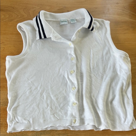 Vintage Izod White Sleeveless Polo Shirt - Picture 1 of 2